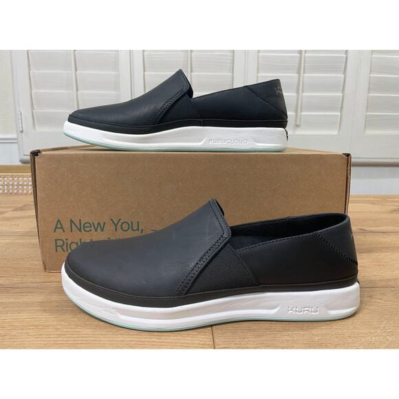 Kuru Women's Cloud Slip-On Comfort Shoes Black Leather Size 10.5 US 42 EU NWOB - Picture 4 of 11